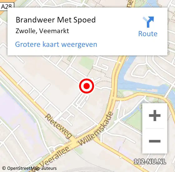 Locatie op kaart van de 112 melding: Brandweer Met Spoed Naar Zwolle, Veemarkt op 29 juni 2023 16:18