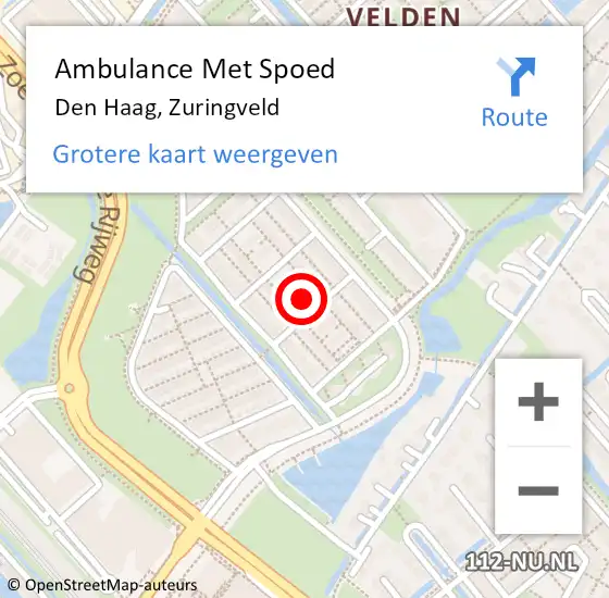 Locatie op kaart van de 112 melding: Ambulance Met Spoed Naar Den Haag, Zuringveld op 29 juni 2023 16:23