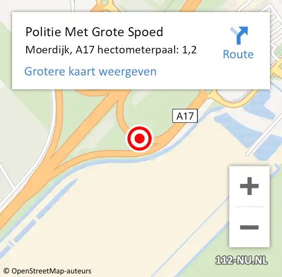 Locatie op kaart van de 112 melding: Politie Met Grote Spoed Naar Moerdijk, A17 hectometerpaal: 1,2 op 29 juni 2023 16:32