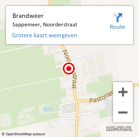 Locatie op kaart van de 112 melding: Brandweer Sappemeer, Noorderstraat op 29 juni 2023 16:46