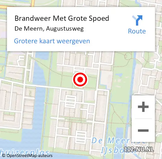 Locatie op kaart van de 112 melding: Brandweer Met Grote Spoed Naar De Meern, Augustusweg op 29 juni 2023 16:49