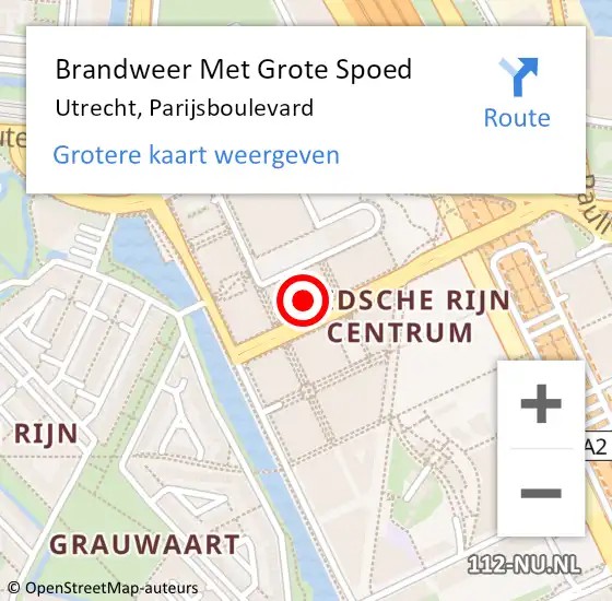 Locatie op kaart van de 112 melding: Brandweer Met Grote Spoed Naar Utrecht, Parijsboulevard op 29 juni 2023 16:54