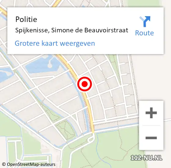 Locatie op kaart van de 112 melding: Politie Spijkenisse, Simone de Beauvoirstraat op 29 juni 2023 16:56