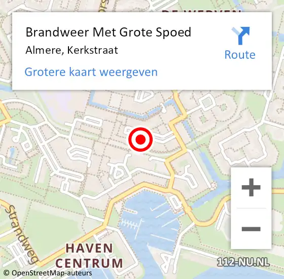 Locatie op kaart van de 112 melding: Brandweer Met Grote Spoed Naar Almere, Kerkstraat op 29 juni 2023 17:07