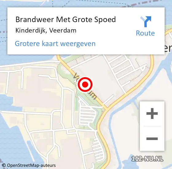 Locatie op kaart van de 112 melding: Brandweer Met Grote Spoed Naar Kinderdijk, Veerdam op 29 juni 2023 17:42