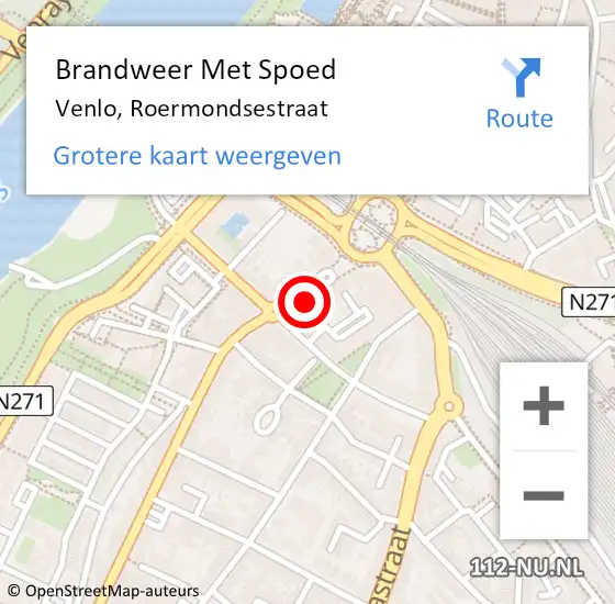 Locatie op kaart van de 112 melding: Brandweer Met Spoed Naar Venlo, Roermondsestraat op 29 juni 2023 17:42