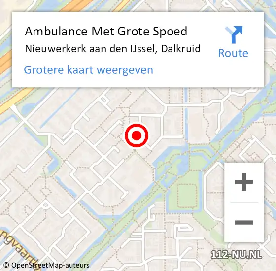 Locatie op kaart van de 112 melding: Ambulance Met Grote Spoed Naar Nieuwerkerk aan den IJssel, Dalkruid op 29 juni 2023 17:43