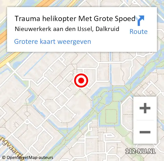 Locatie op kaart van de 112 melding: Trauma helikopter Met Grote Spoed Naar Nieuwerkerk aan den IJssel, Dalkruid op 29 juni 2023 17:44
