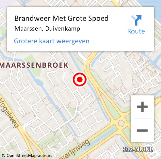 Locatie op kaart van de 112 melding: Brandweer Met Grote Spoed Naar Maarssen, Duivenkamp op 29 juni 2023 17:46