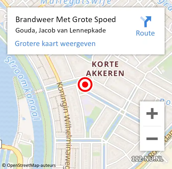 Locatie op kaart van de 112 melding: Brandweer Met Grote Spoed Naar Gouda, Jacob van Lennepkade op 29 juni 2023 17:47