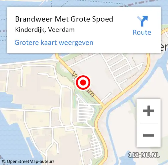 Locatie op kaart van de 112 melding: Brandweer Met Grote Spoed Naar Kinderdijk, Veerdam op 29 juni 2023 17:50
