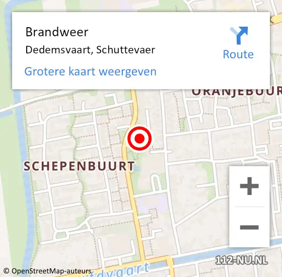 Locatie op kaart van de 112 melding: Brandweer Dedemsvaart, Schuttevaer op 29 juni 2023 17:53