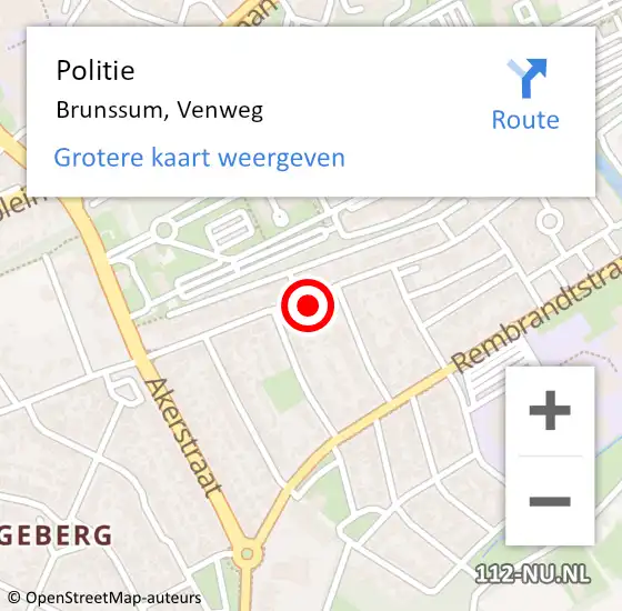 Locatie op kaart van de 112 melding: Politie Brunssum, Venweg op 29 juni 2023 17:54