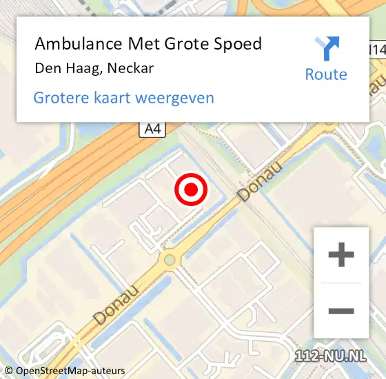 Locatie op kaart van de 112 melding: Ambulance Met Grote Spoed Naar Den Haag, Neckar op 29 juni 2023 17:55