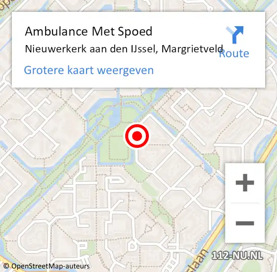 Locatie op kaart van de 112 melding: Ambulance Met Spoed Naar Nieuwerkerk aan den IJssel, Margrietveld op 29 juni 2023 18:35