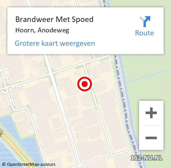 Locatie op kaart van de 112 melding: Brandweer Met Spoed Naar Hoorn, Anodeweg op 29 juni 2023 18:38