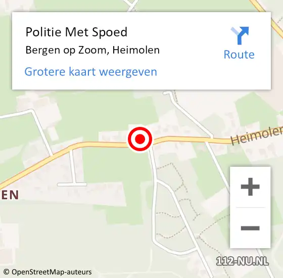 Locatie op kaart van de 112 melding: Politie Met Spoed Naar Bergen op Zoom, Heimolen op 29 juni 2023 19:01