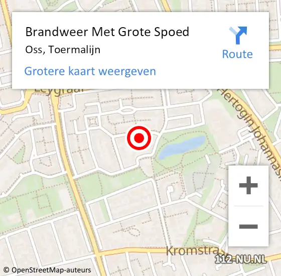 Locatie op kaart van de 112 melding: Brandweer Met Grote Spoed Naar Oss, Toermalijn op 29 juni 2023 19:06