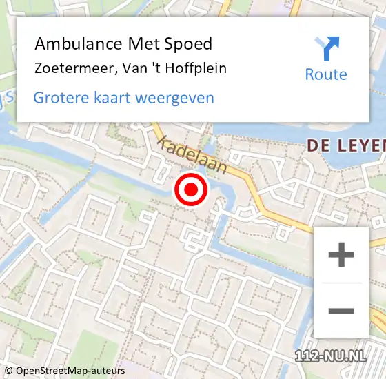 Locatie op kaart van de 112 melding: Ambulance Met Spoed Naar Zoetermeer, Van 't Hoffplein op 29 juni 2023 19:29