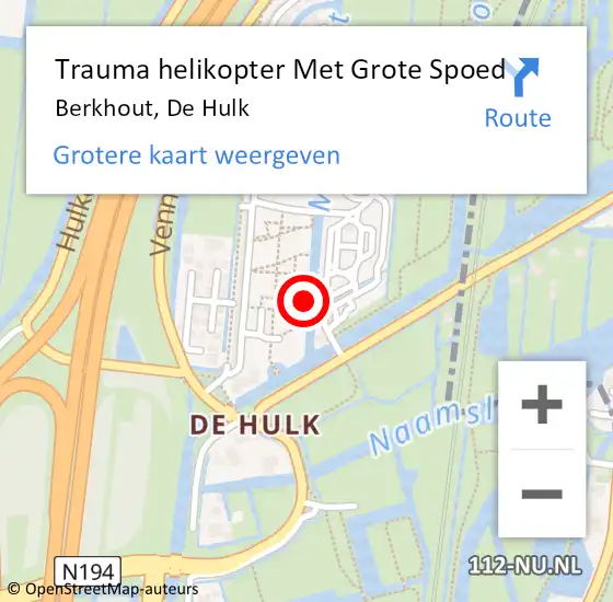 Locatie op kaart van de 112 melding: Trauma helikopter Met Grote Spoed Naar Berkhout, De Hulk op 29 juni 2023 20:11
