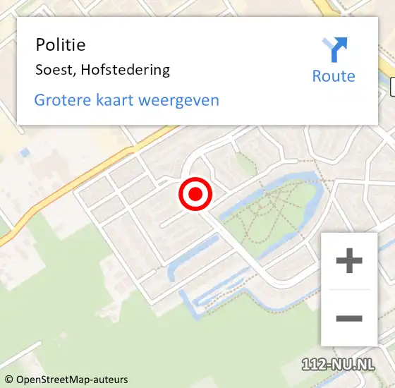 Locatie op kaart van de 112 melding: Politie Soest, Hofstedering op 29 juni 2023 20:15