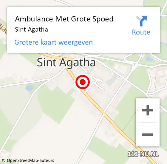 Locatie op kaart van de 112 melding: Ambulance Met Grote Spoed Naar Sint Agatha op 29 juni 2023 20:38