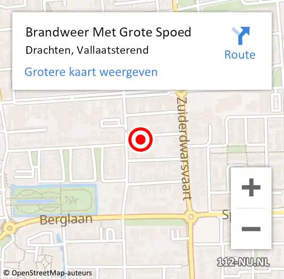 Locatie op kaart van de 112 melding: Brandweer Met Grote Spoed Naar Drachten, Vallaatsterend op 30 augustus 2014 21:07