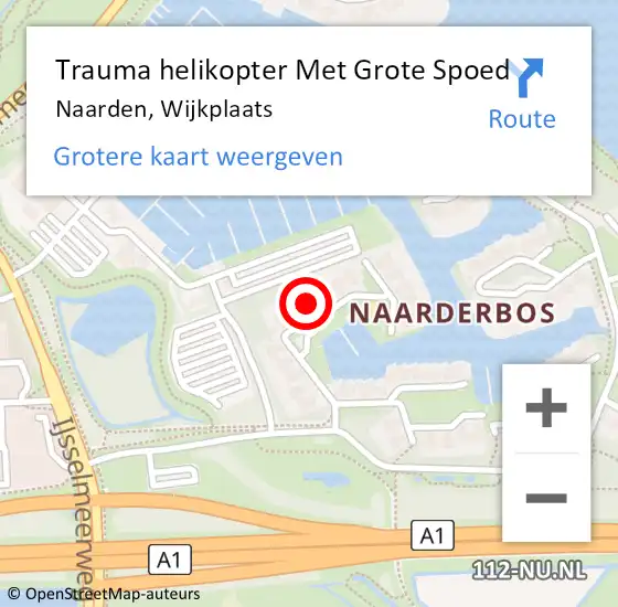 Locatie op kaart van de 112 melding: Trauma helikopter Met Grote Spoed Naar Naarden, Wijkplaats op 29 juni 2023 20:59