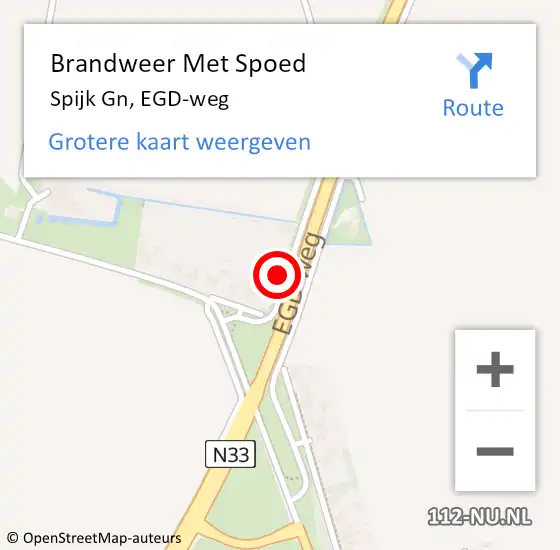 Locatie op kaart van de 112 melding: Brandweer Met Spoed Naar Spijk Gn, EGD-weg op 29 juni 2023 21:18