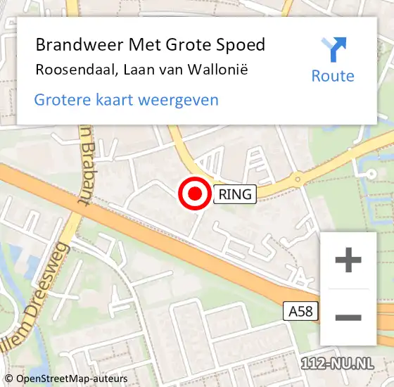 Locatie op kaart van de 112 melding: Brandweer Met Grote Spoed Naar Roosendaal, Laan van Wallonië op 29 juni 2023 21:31