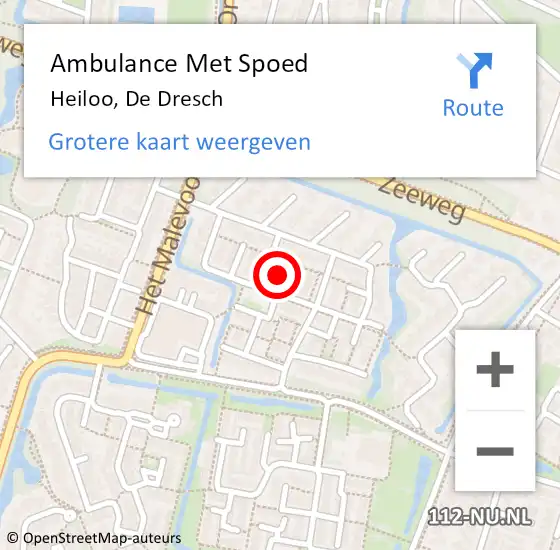 Locatie op kaart van de 112 melding: Ambulance Met Spoed Naar Heiloo, De Dresch op 29 juni 2023 22:26