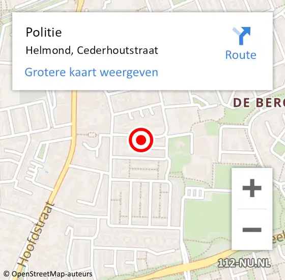 Locatie op kaart van de 112 melding: Politie Helmond, Cederhoutstraat op 29 juni 2023 22:33