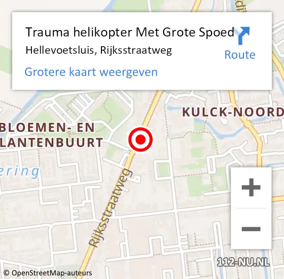 Locatie op kaart van de 112 melding: Trauma helikopter Met Grote Spoed Naar Hellevoetsluis, Rijksstraatweg op 29 juni 2023 23:03