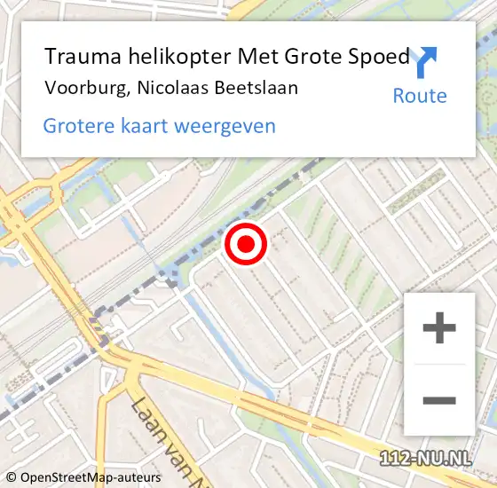 Locatie op kaart van de 112 melding: Trauma helikopter Met Grote Spoed Naar Voorburg, Nicolaas Beetslaan op 29 juni 2023 23:07