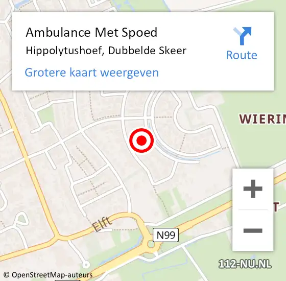 Locatie op kaart van de 112 melding: Ambulance Met Spoed Naar Hippolytushoef, Dubbelde Skeer op 29 juni 2023 23:12