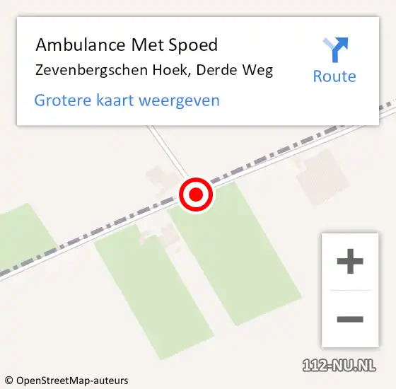 Locatie op kaart van de 112 melding: Ambulance Met Spoed Naar Zevenbergschen Hoek, Derde Weg op 30 augustus 2014 21:26