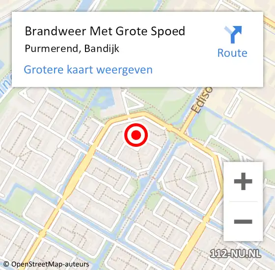 Locatie op kaart van de 112 melding: Brandweer Met Grote Spoed Naar Purmerend, Bandijk op 29 juni 2023 23:17