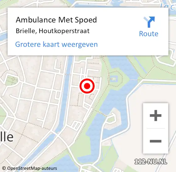 Locatie op kaart van de 112 melding: Ambulance Met Spoed Naar Brielle, Houtkoperstraat op 30 juni 2023 01:04