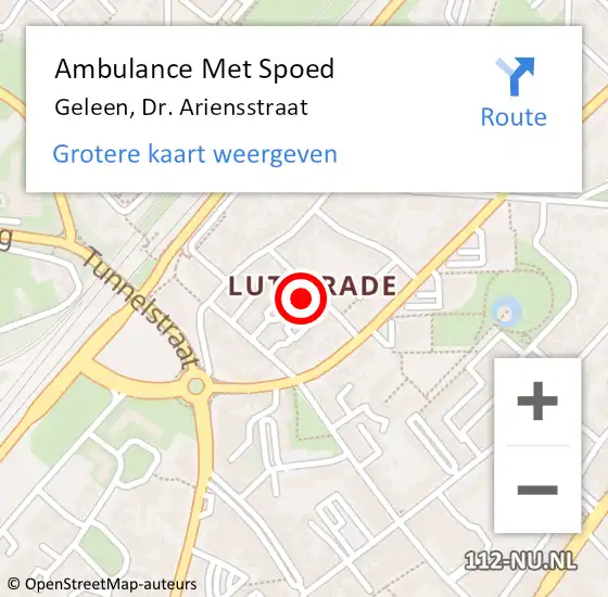 Locatie op kaart van de 112 melding: Ambulance Met Spoed Naar Geleen, Dr. Ariensstraat op 30 augustus 2014 21:37