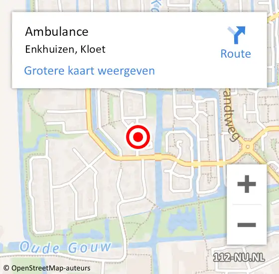 Locatie op kaart van de 112 melding: Ambulance Enkhuizen, Kloet op 30 juni 2023 02:34