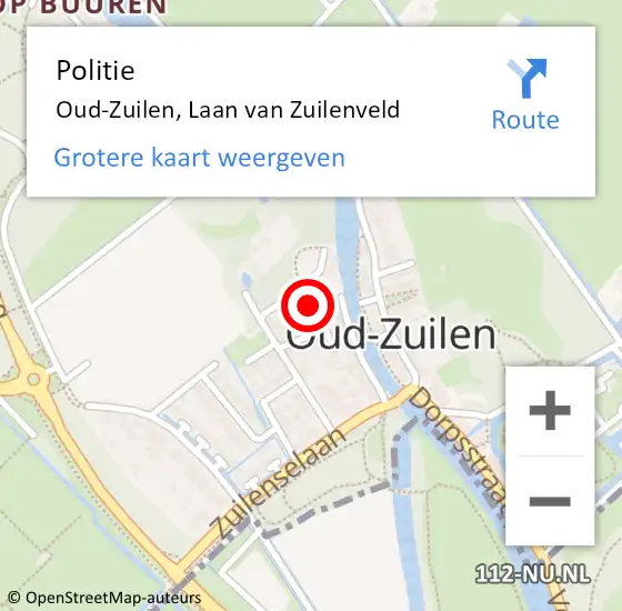 Locatie op kaart van de 112 melding: Politie Oud-Zuilen, Laan van Zuilenveld op 30 juni 2023 02:38