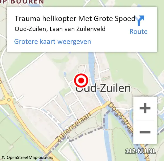 Locatie op kaart van de 112 melding: Trauma helikopter Met Grote Spoed Naar Oud-Zuilen, Laan van Zuilenveld op 30 juni 2023 02:55