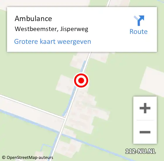 Locatie op kaart van de 112 melding: Ambulance Westbeemster, Jisperweg op 30 juni 2023 03:49