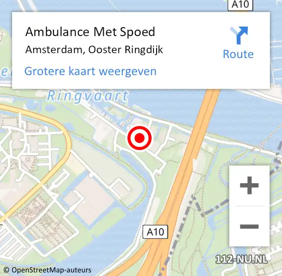 Locatie op kaart van de 112 melding: Ambulance Met Spoed Naar Amsterdam, Ooster Ringdijk op 30 juni 2023 05:19