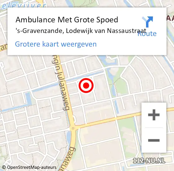 Locatie op kaart van de 112 melding: Ambulance Met Grote Spoed Naar 's-Gravenzande, Lodewijk van Nassaustraat op 30 juni 2023 05:29