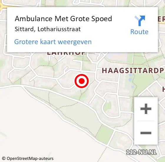 Locatie op kaart van de 112 melding: Ambulance Met Grote Spoed Naar Sittard, Lothariusstraat op 30 augustus 2014 21:52