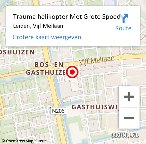 Locatie op kaart van de 112 melding: Trauma helikopter Met Grote Spoed Naar Leiden, Vijf Meilaan op 30 juni 2023 08:14