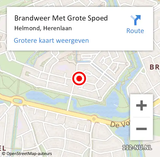 Locatie op kaart van de 112 melding: Brandweer Met Grote Spoed Naar Helmond, Herenlaan op 30 juni 2023 08:40