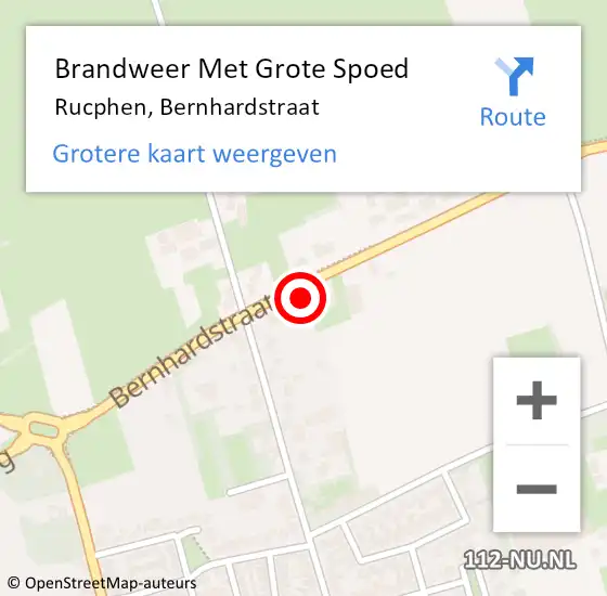 Locatie op kaart van de 112 melding: Brandweer Met Grote Spoed Naar Rucphen, Bernhardstraat op 30 juni 2023 08:47