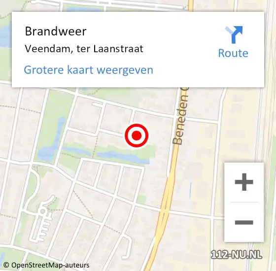 Locatie op kaart van de 112 melding: Brandweer Veendam, ter Laanstraat op 30 juni 2023 08:55